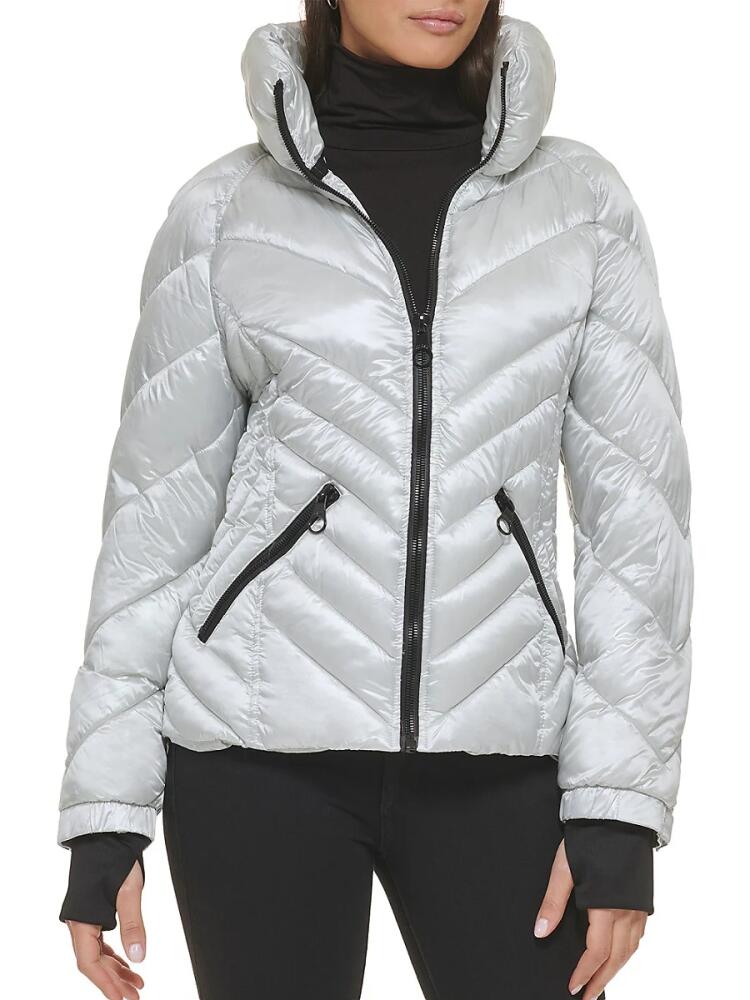 Guess Women's Quilted Puffer Jacket - Silver Cover