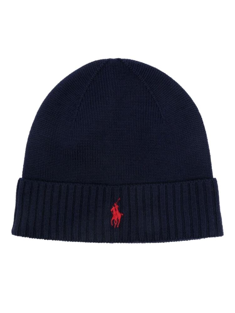 Polo Ralph Lauren logo-embroidered ribbed wool beanie - Blue Cover