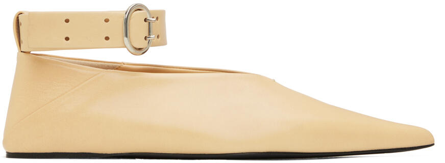 Jil Sander Beige Pin-Buckle Loafers Cover