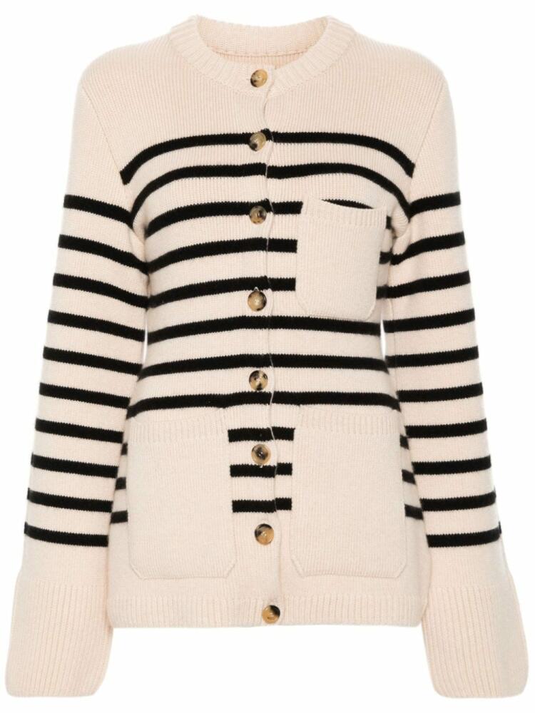 KHAITE striped long-sleeve cardigan - Neutrals Cover