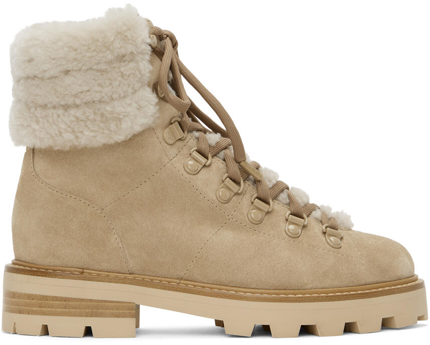 Jimmy Choo Beige Shearling Eshe Hiking Boots Cover