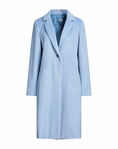 Biancoghiaccio Woman Coat Light blue Polyester, Acrylic, Wool Cover