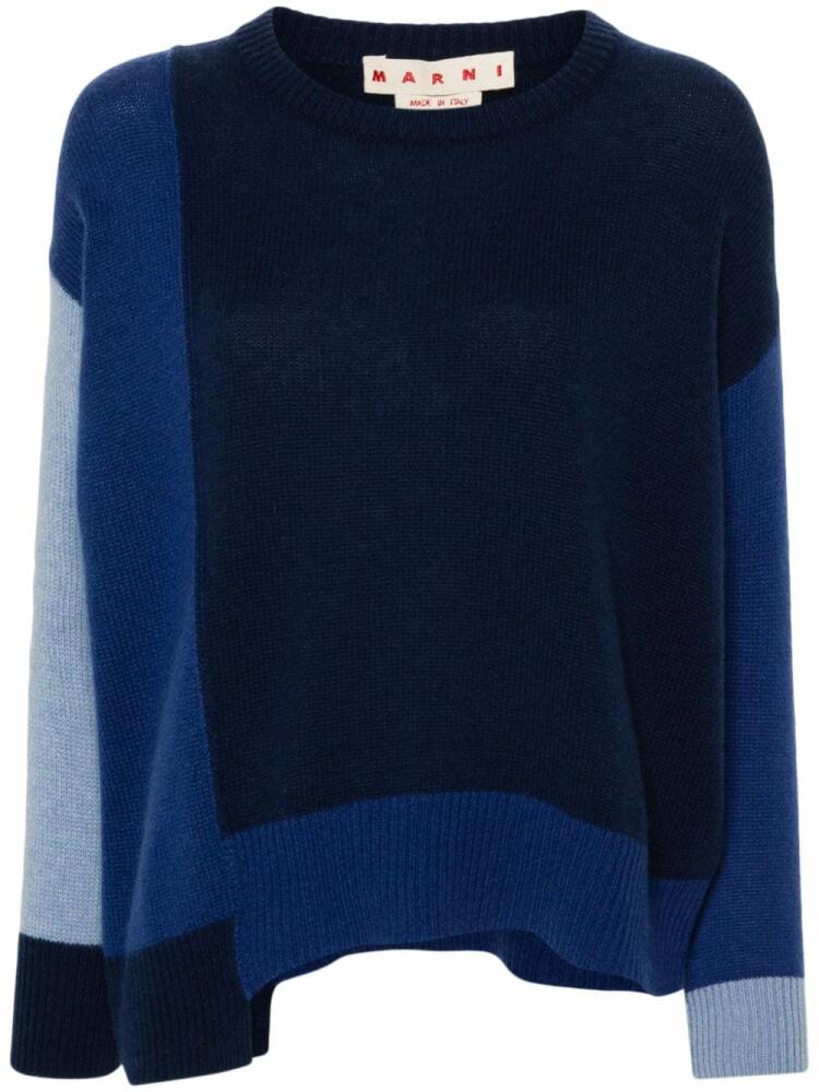 Marni asymmetric-hem cashmere jumper - Blue Cover