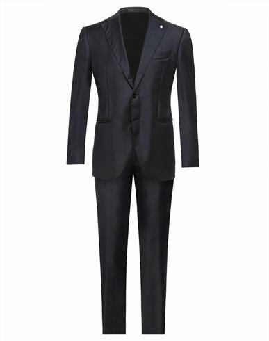 Luigi Bianchi Mantova Man Suit Black Virgin Wool Cover