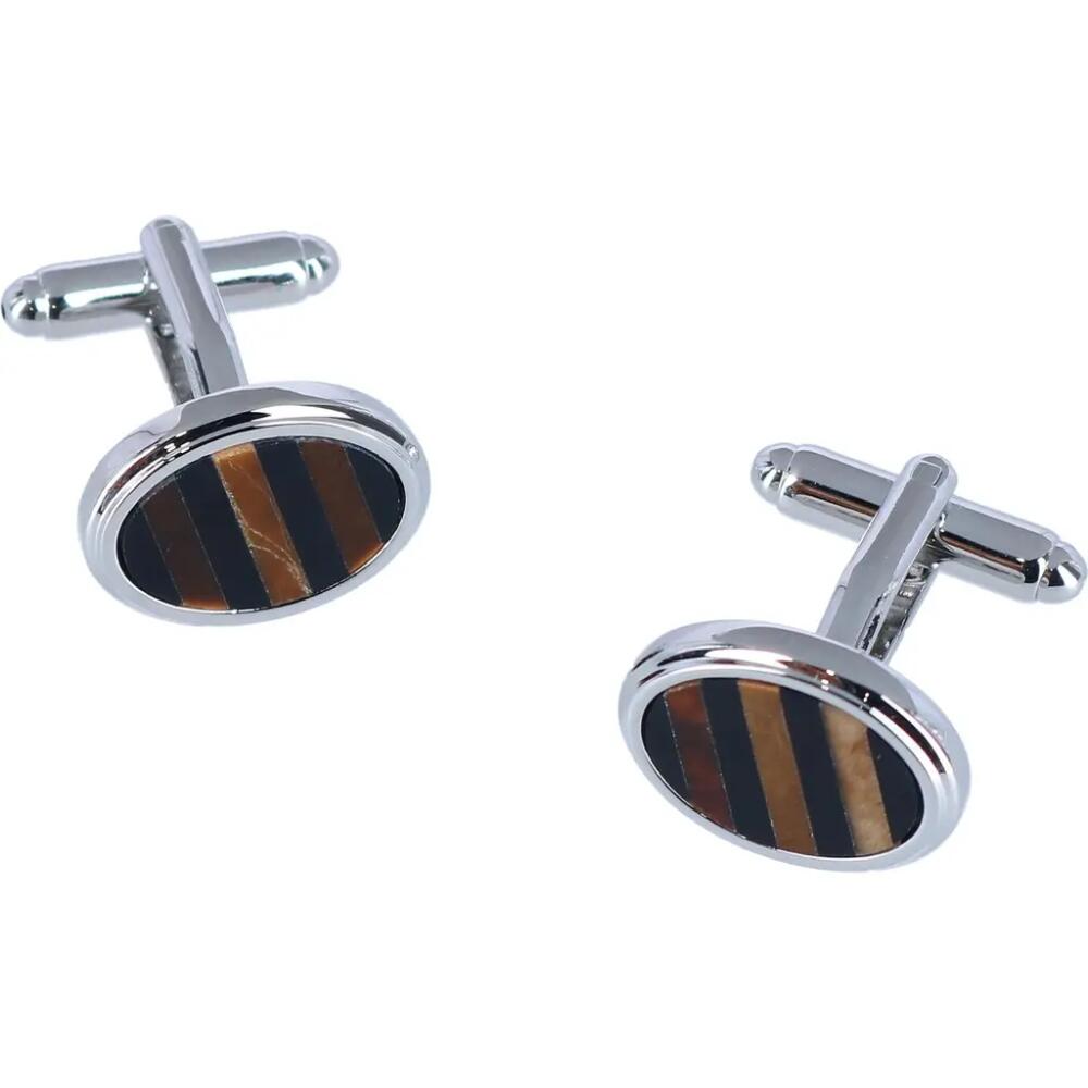 Trafalgar Raja the Tiger Eye Cufflinks in Silver Cover