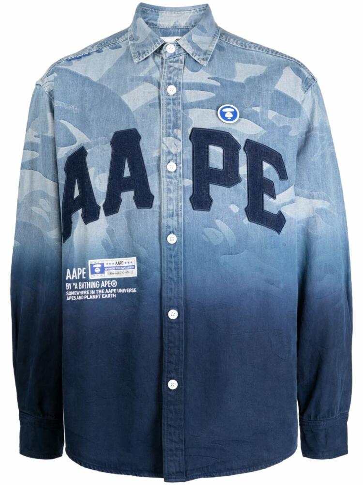 AAPE BY *A BATHING APE® logo-patch cotton shirt - Blue Cover