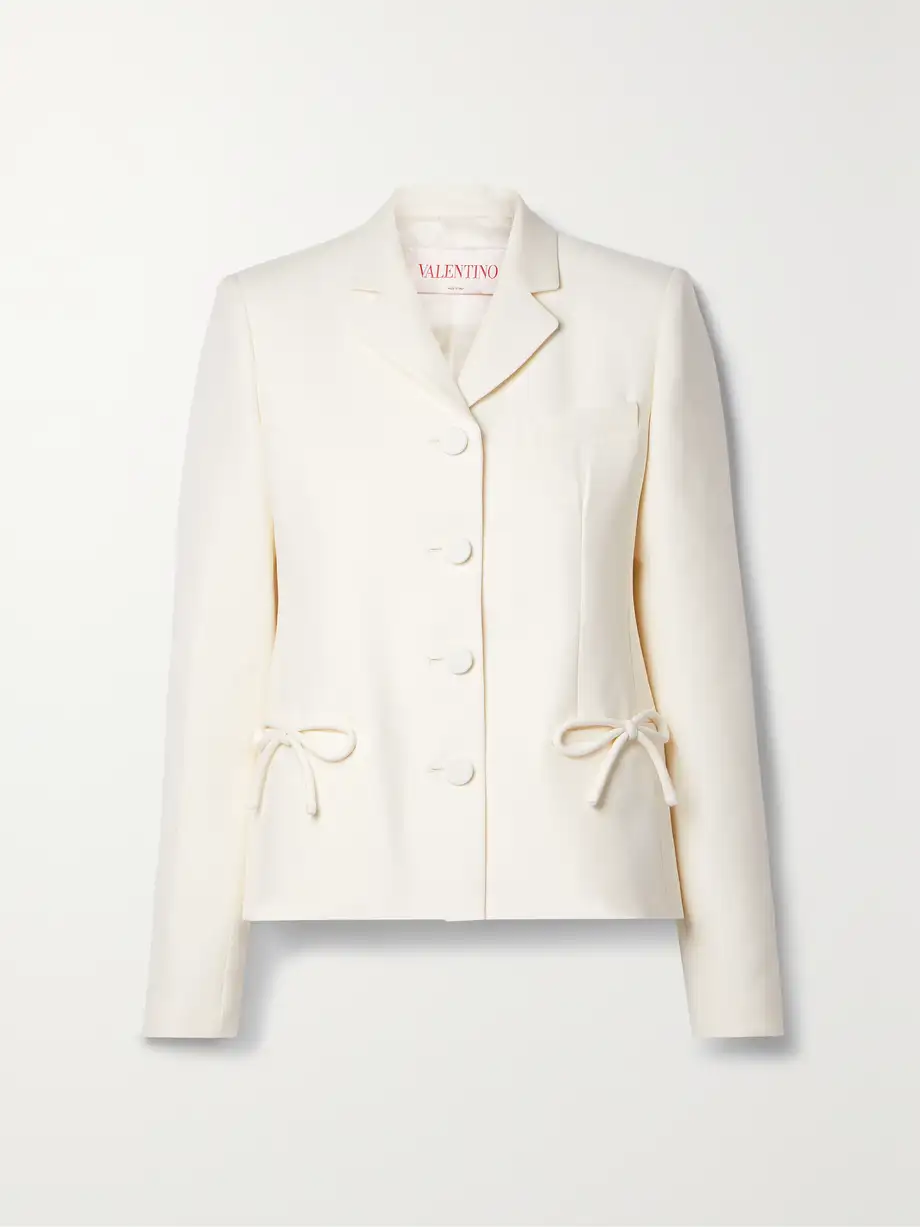 Valentino Garavani - Bow-detailed Wool And Silk-blend Crepe Jacket - White Cover