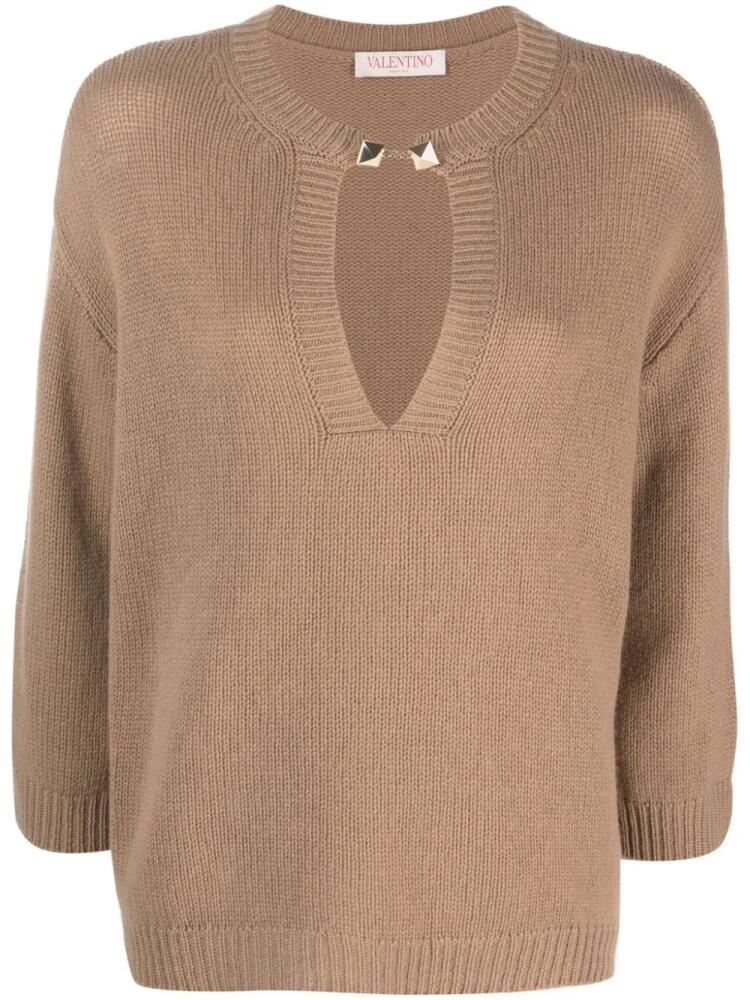 Valentino Garavani rockstud-embelished cashmere jumper - Brown Cover