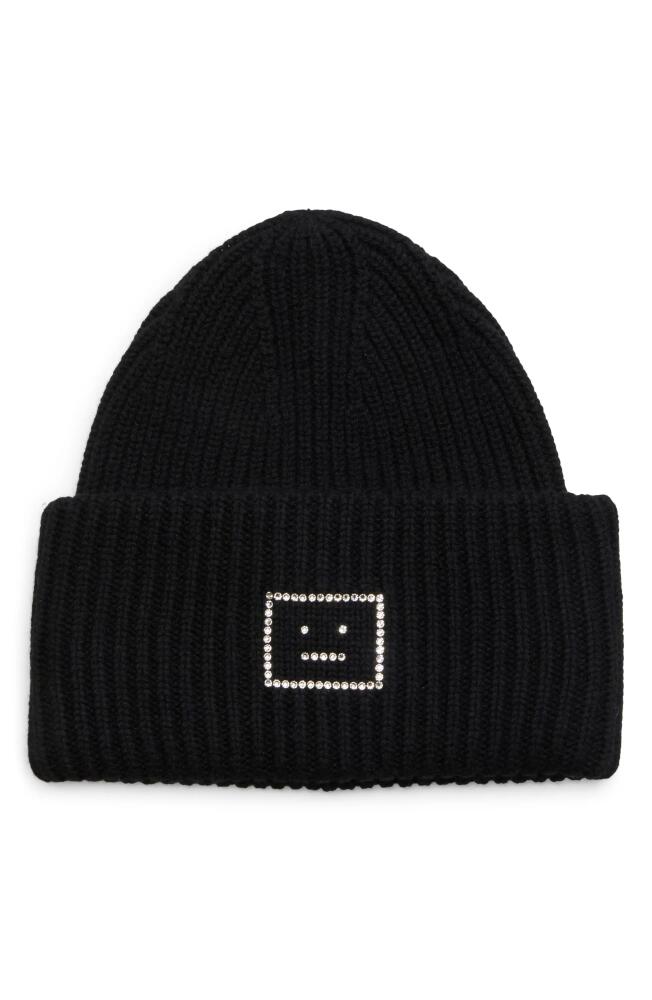 Acne Studios Crystal Face Rib Wool Beanie in Black Cover