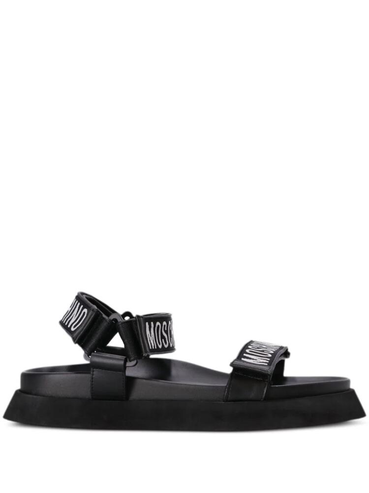 Moschino logo-tape flat sandals - Black Cover