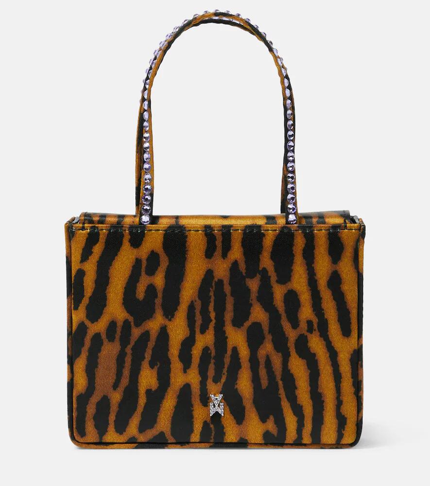 Amina Muaddi Superamini leopard-print satin tote bag Cover