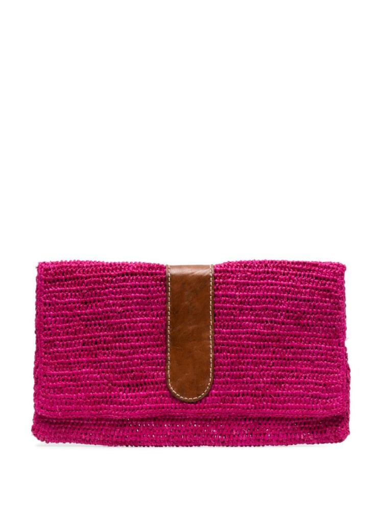 IBELIV woven raffia clutch bag - Pink Cover