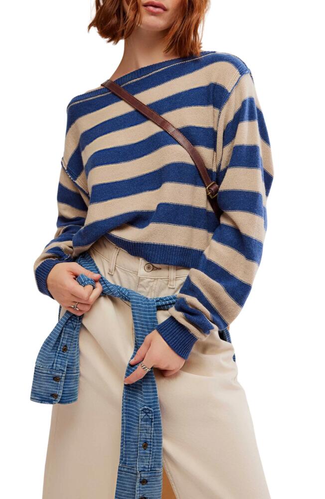 Free People Into the Blue Stripe Crop Sweater in Blue Combo Cover