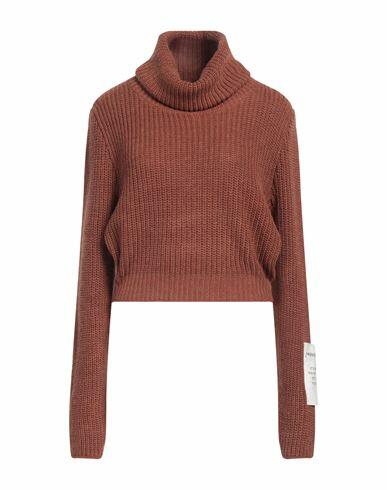 Hinnominate Woman Turtleneck Brown Acrylic, Polyester Cover