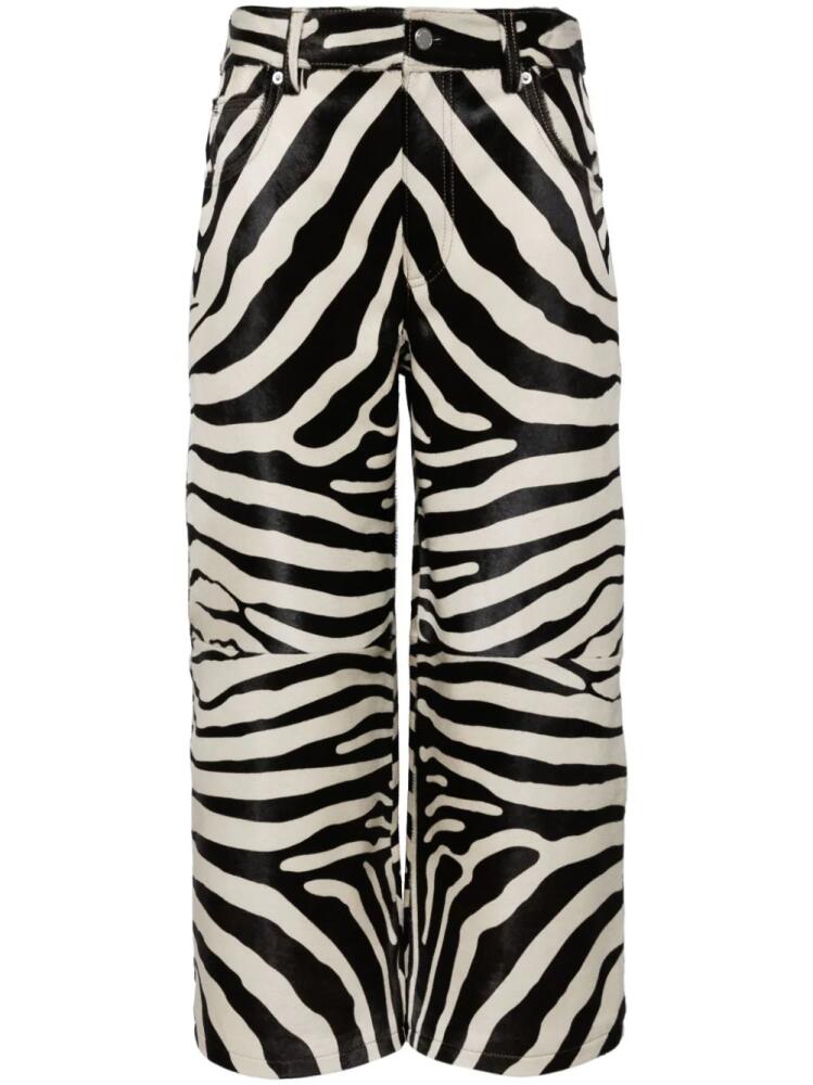 Alexander Wang zebra-print cropped leather trousers - Black Cover