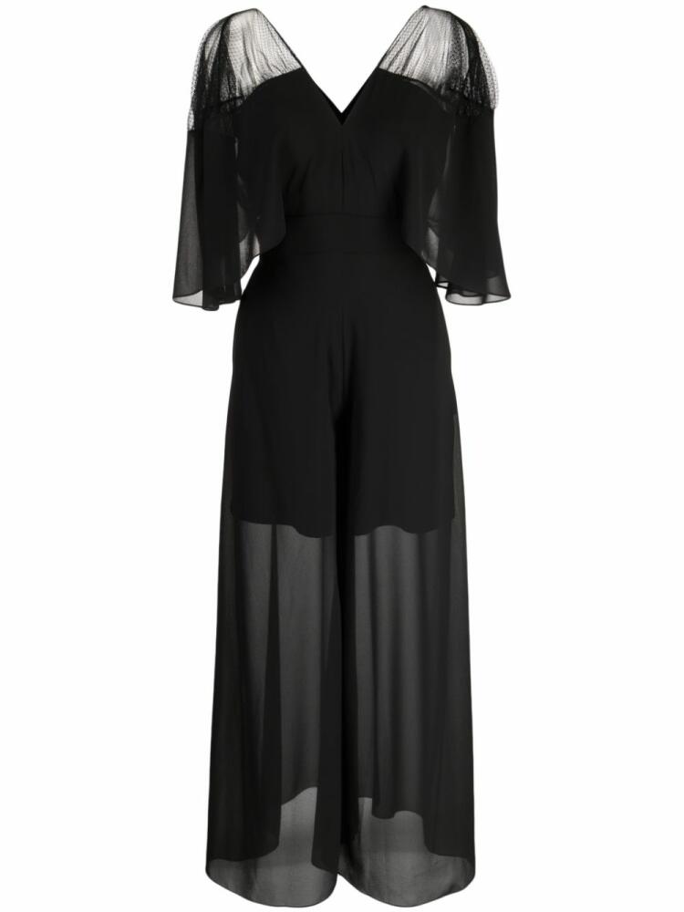 Saiid Kobeisy V-neck semi-sheer jumpsuit - Black Cover