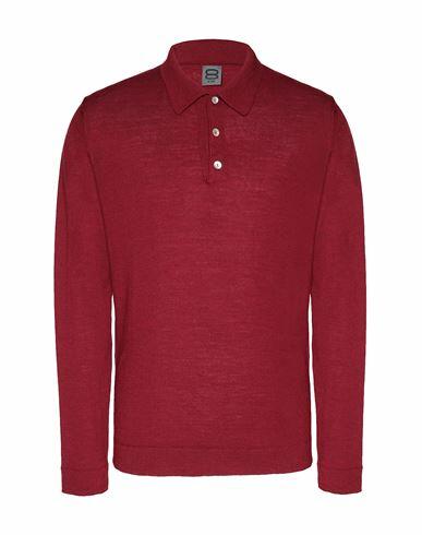 8 By Yoox Merino Wool L/sleeve Polo Shirt Man Sweater Burgundy Merino Wool Cover