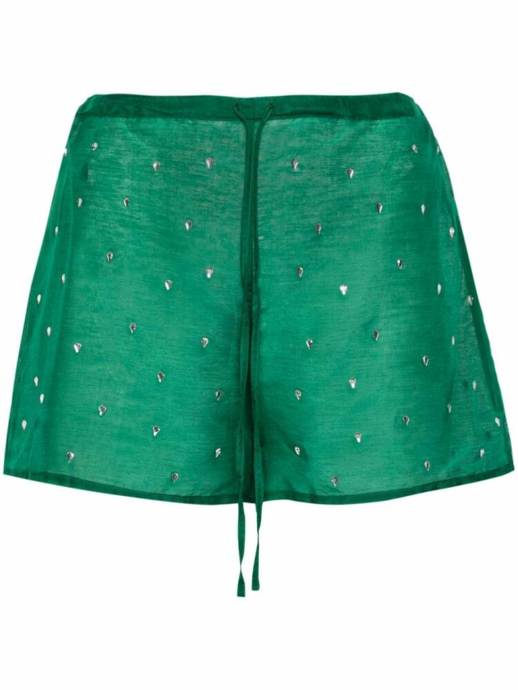 Oséree crystal-embellished high-waist shorts - Green Cover