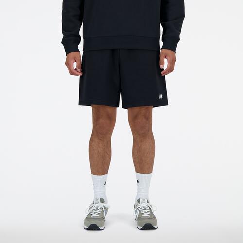 New Balance French Terry Shorts - Mens Black/White Cover