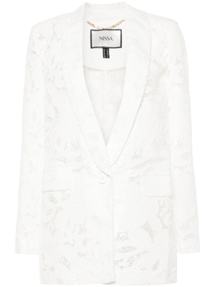 NISSA single-breasted floral-embroidered blazer - White Cover