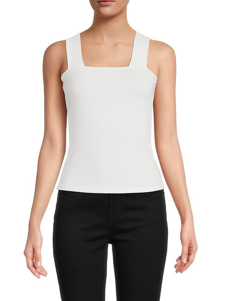 Renee C. Women's Squareneck Ribbed Tank Top - White Cover