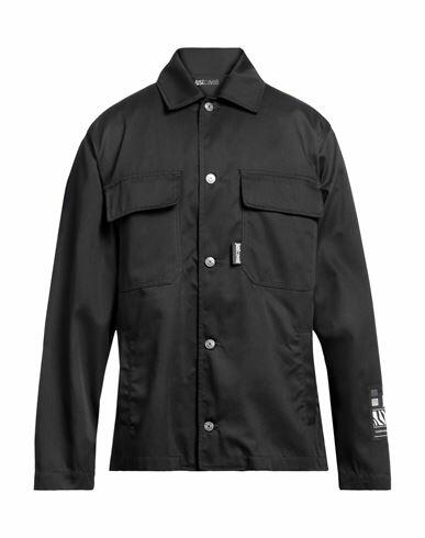 Just Cavalli Man Shirt Black Polyester, Cotton Cover