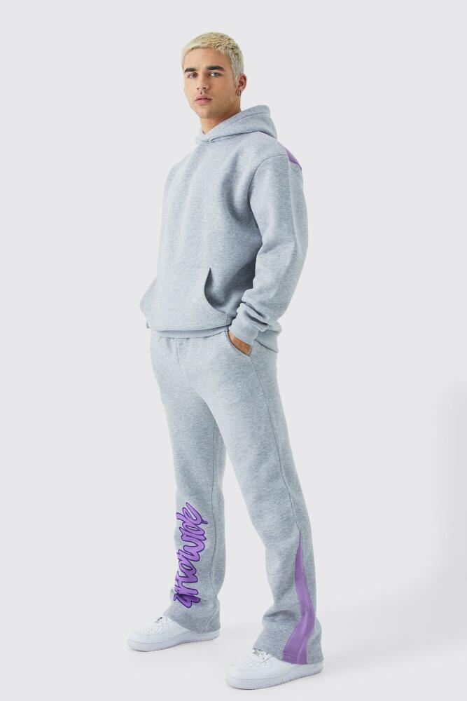 boohoo Mens Worldwide Oversized Gusset Tracksuit - Grey Cover