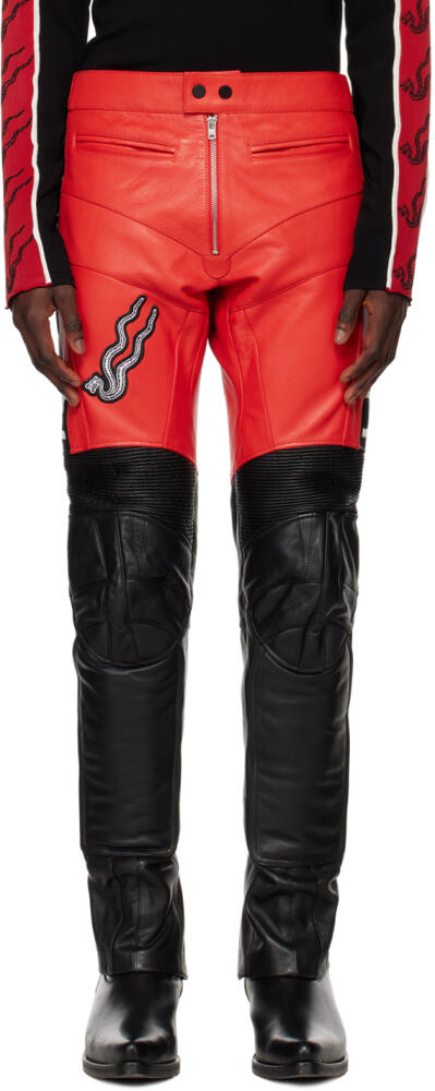 LU'U DAN Black & Red Biker Leather Pants Cover