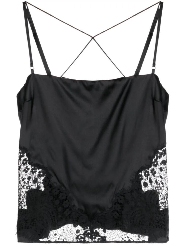 TOM FORD lace-detail sleeveless satin top - Black Cover