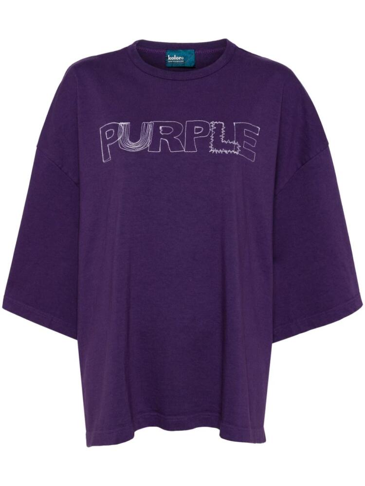 Kolor embroidered cotton t-shirt - Purple Cover