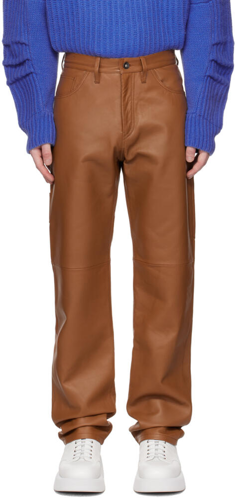 ALTU Tan Paneled Leather Trousers Cover