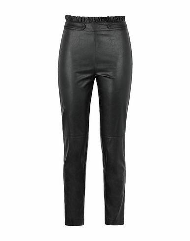 8 By Yoox Ruffled-waist Leggings Woman Pants Black Viscose, Polyurethane coated Cover