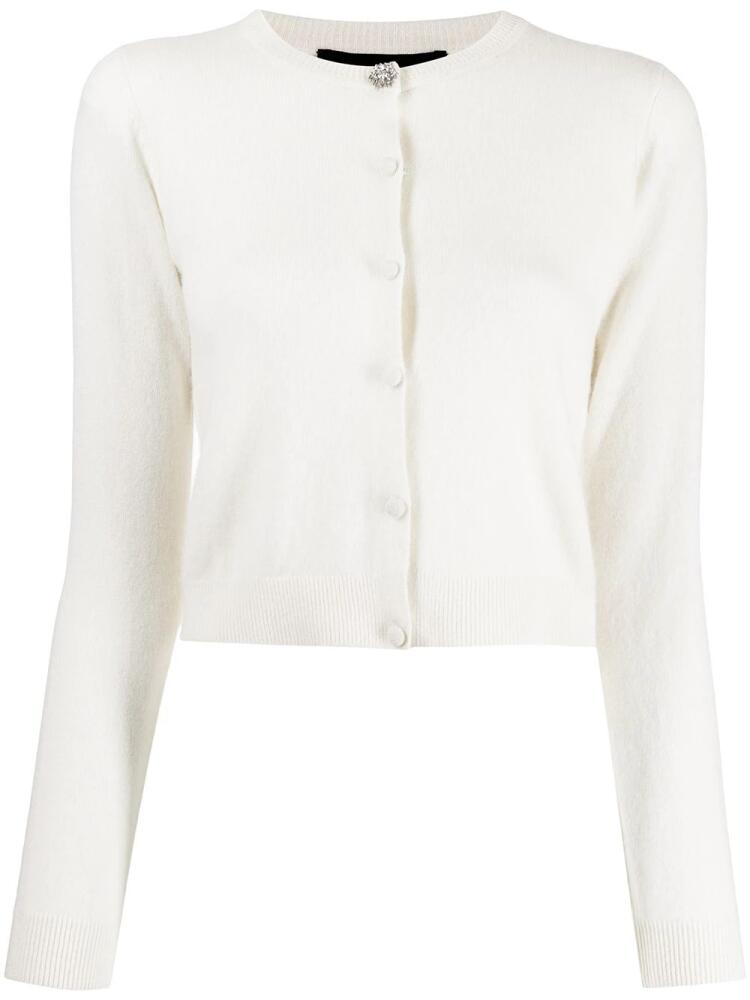 Paule Ka crystal-buckle cashmere cardigan - White Cover