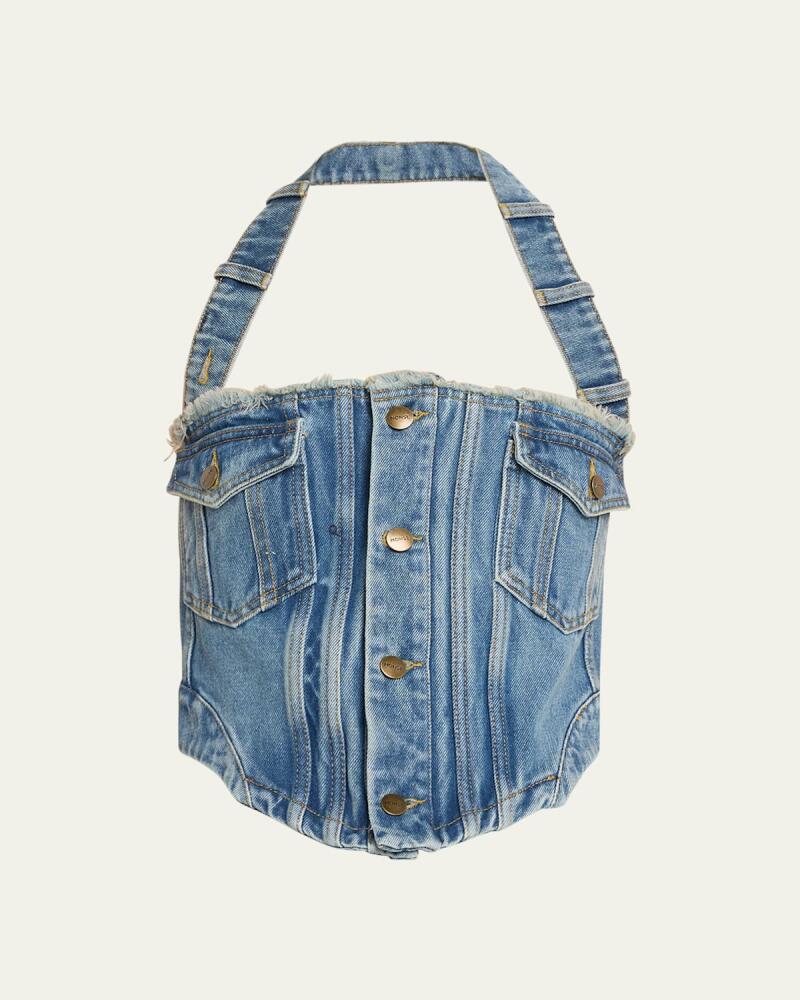 Monse Halterneck Denim Cropped Bustier Cover