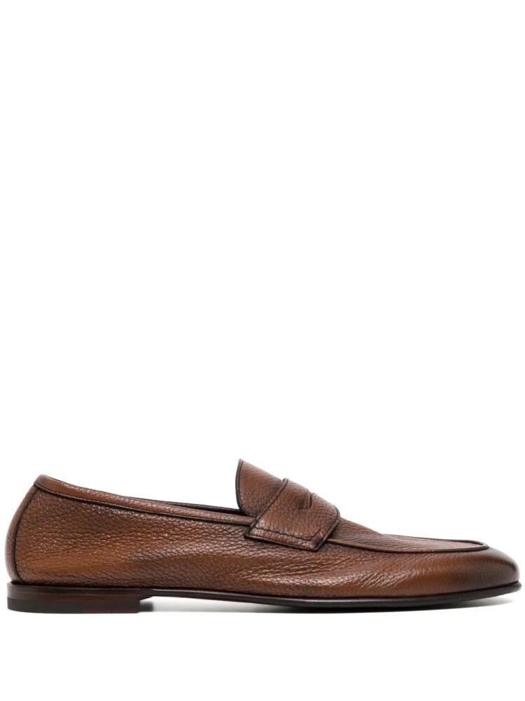 Barrett penny-slot leather loafers - Brown Cover