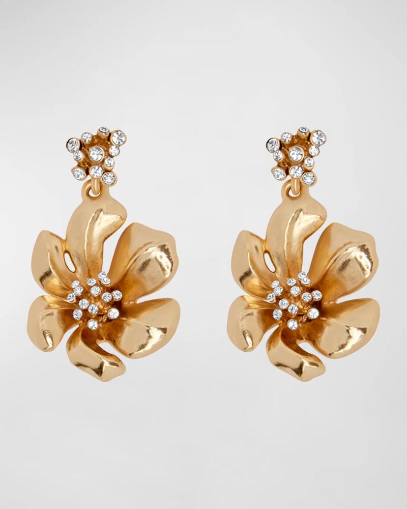 Oscar de la Renta Flower Drop Earrings with Crystals Cover