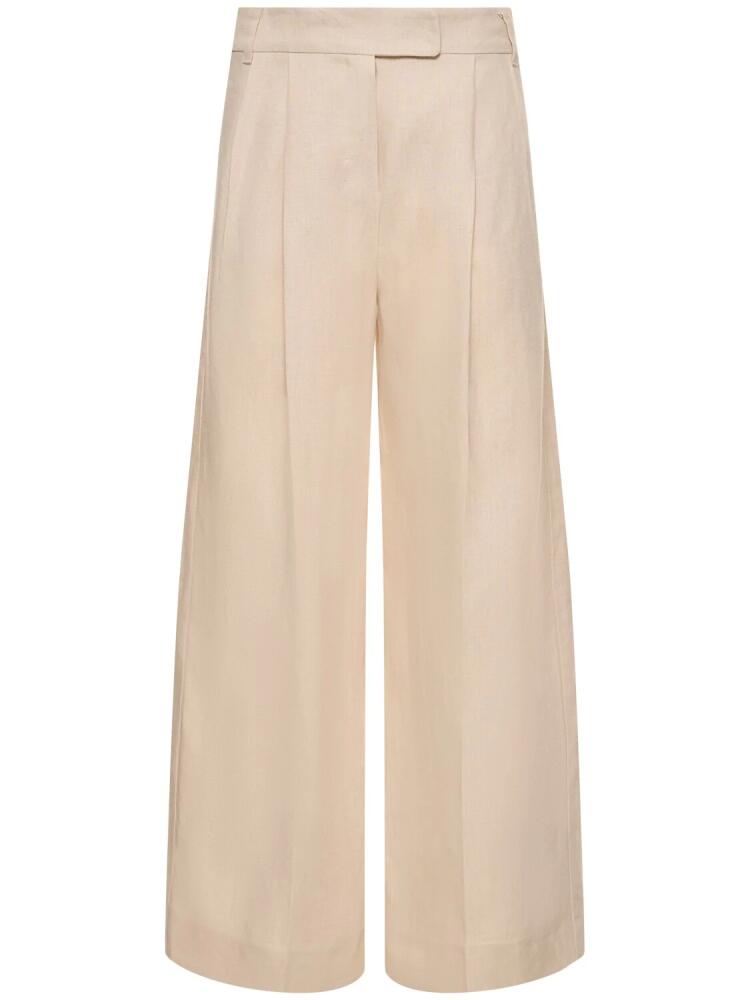 'S MAX MARA Lira Linen Pleated Wide Pants Cover