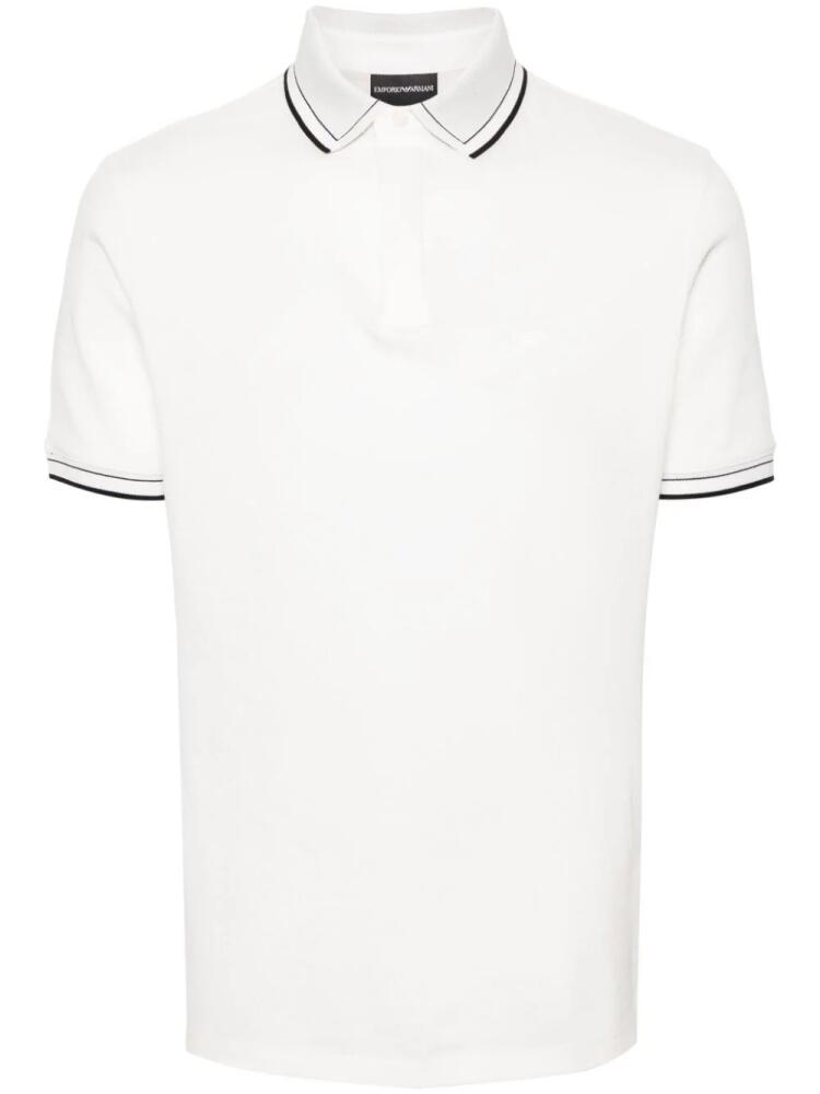 Emporio Armani logo-embroidered cotton polo shirt - Neutrals Cover