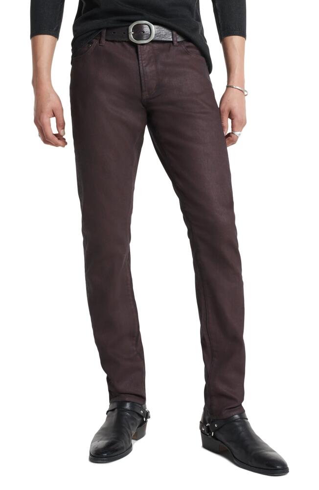 John Varvatos Coated Slim Fit Jeans in Mulberry Cover