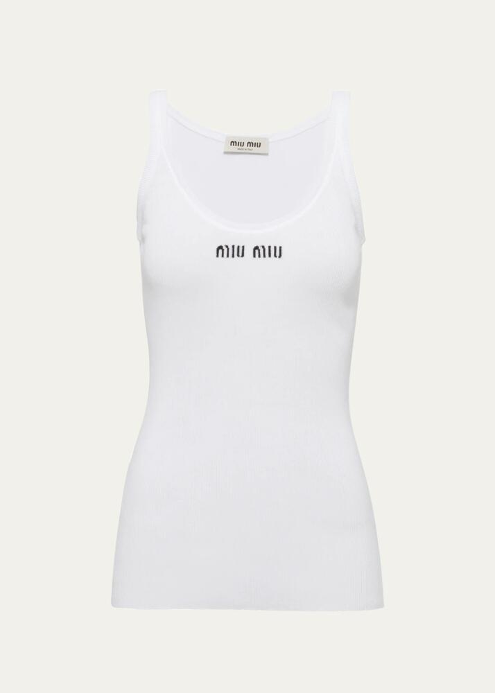 Miu Miu Intarsia Logo Rib Tank Top Cover