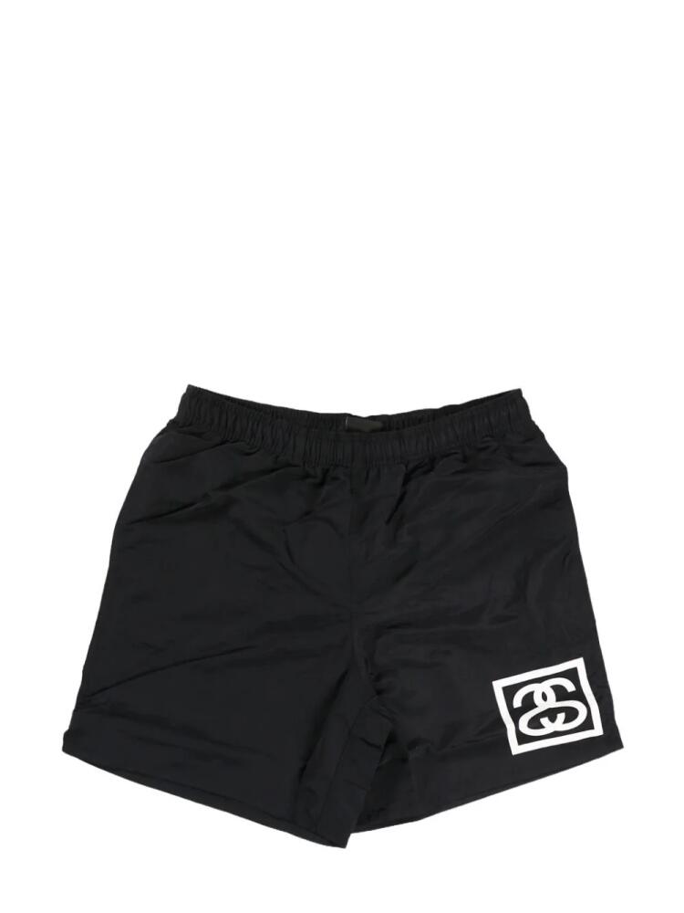 Stüssy logo-print elasticated swim shorts - Black Cover