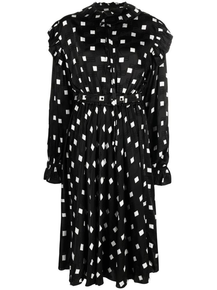 Balenciaga ruffle spot-print midi dress - Black Cover