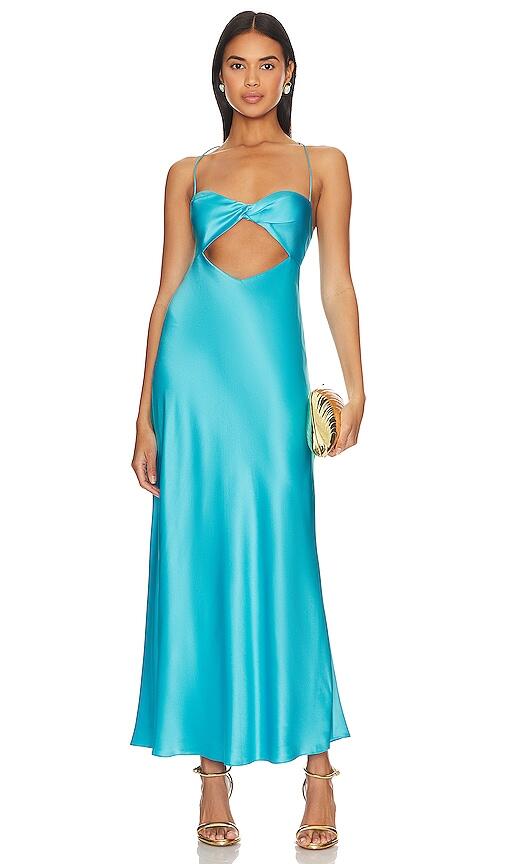 The Sei Twist Bandeau Cut Out Dress in Teal Cover