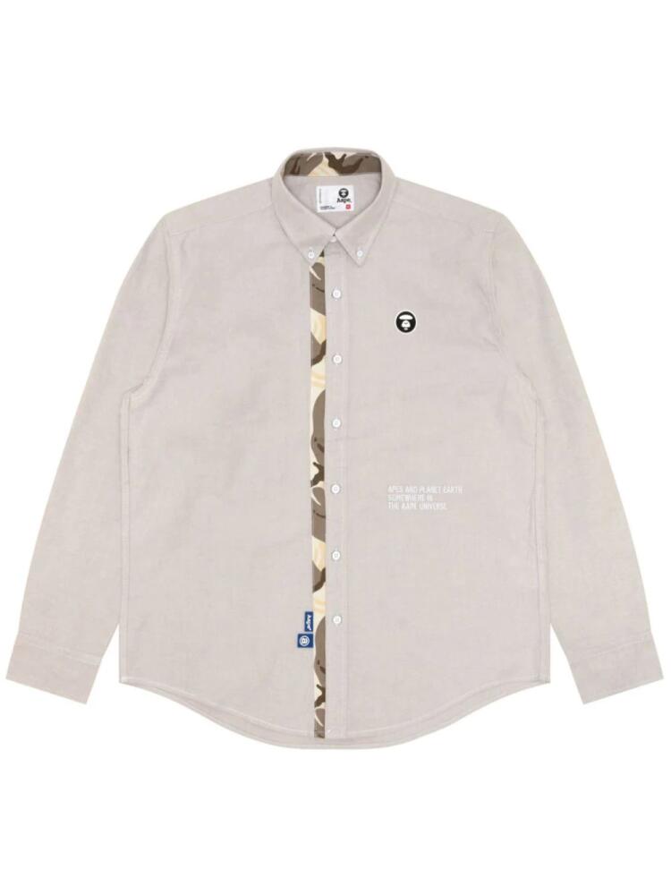 AAPE BY *A BATHING APE® Moonface-embroidered cotton shirt - Neutrals Cover