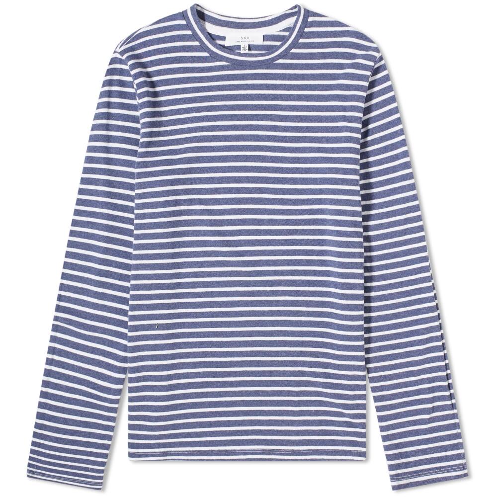 Save Khaki Men's Organic Hemp Stripe Long Sleeve T-Shirt in Marine Cover