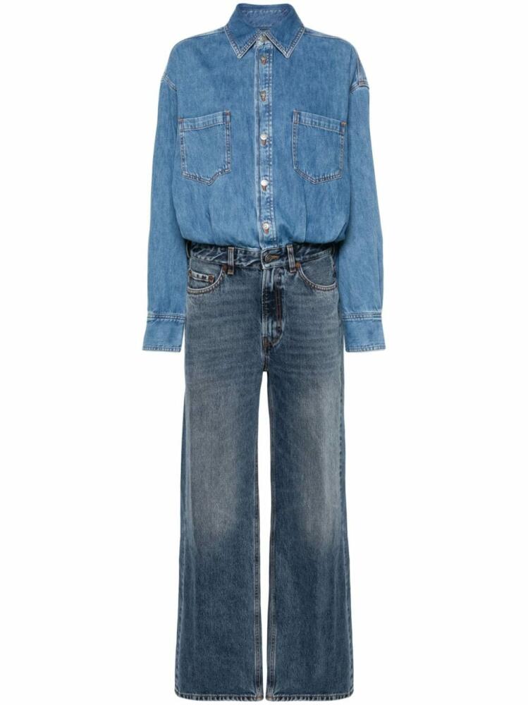 Haikure panelled-design denim jumpsuit - Blue Cover