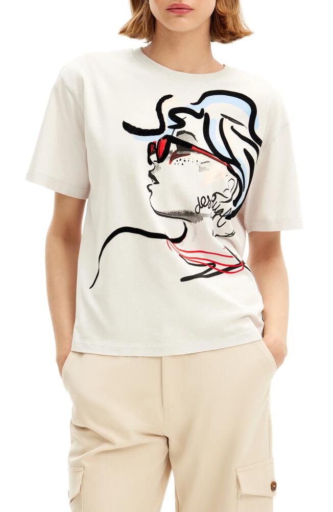 Desigual Dalton Graphic T-Shirt in White Cover