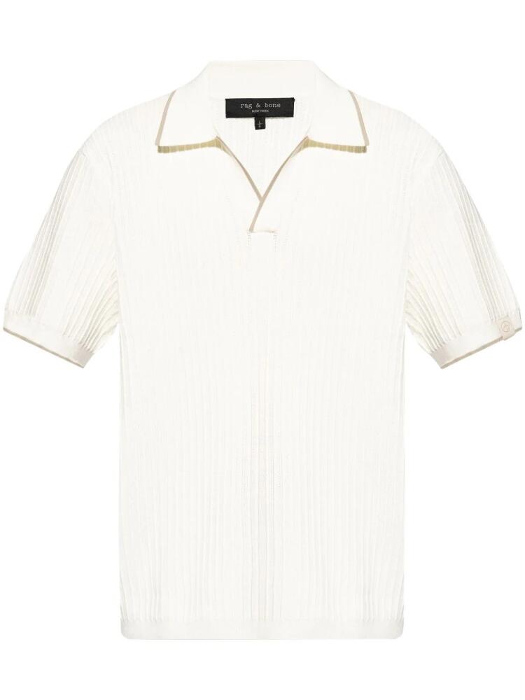 rag & bone Harbor pointelle-knit polo shirt - White Cover