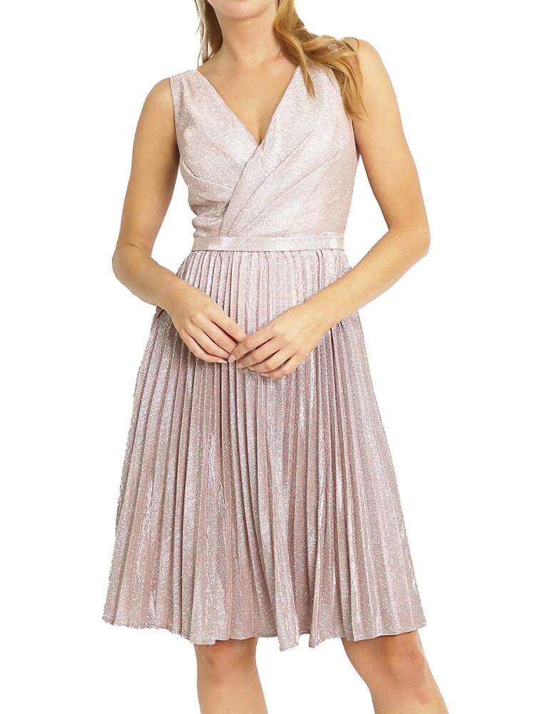 Rene Ruiz Collection Women's Metallic Pleated Fit & Flare Dress - Blush Cover