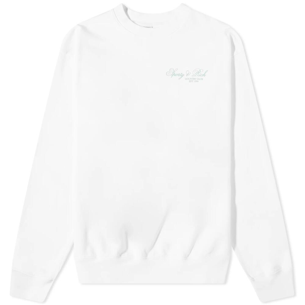 Sporty & Rich Men's Villa Crew Sweat in White/Jade Cover